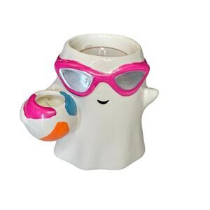 Summerween Ghost Sunglasses Beach Ball Candle Pistachio Caramel 2 Wicks